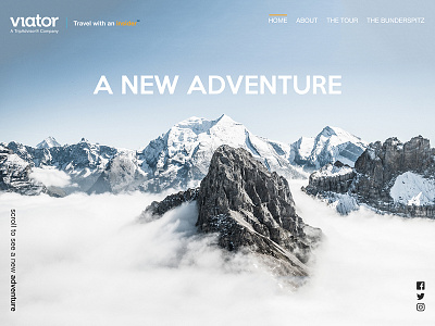 Viator Landing Page - Bunderspitz app clean cloud minimal mountains site typography web website white