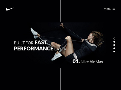 Nike Landing airmax dark flat minimal mockup modern nike sketch typography ui web