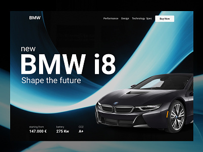 BMW i8 Landing Concept app black bmw car clean electric landing page layout ui ux website
