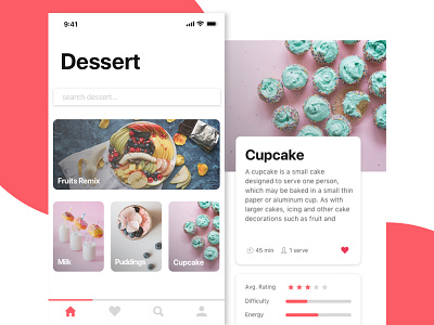 Dessert Mobile App android app clean design dessert food interface ios layout minimal ui