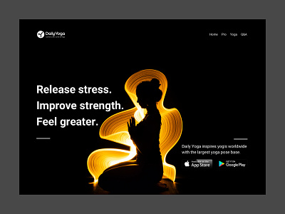 Daily Yoga clean design minimal typography ui web website white yoga