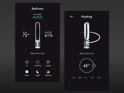 Dyson Link Concept App app black clean design ios minimal smart home ui white