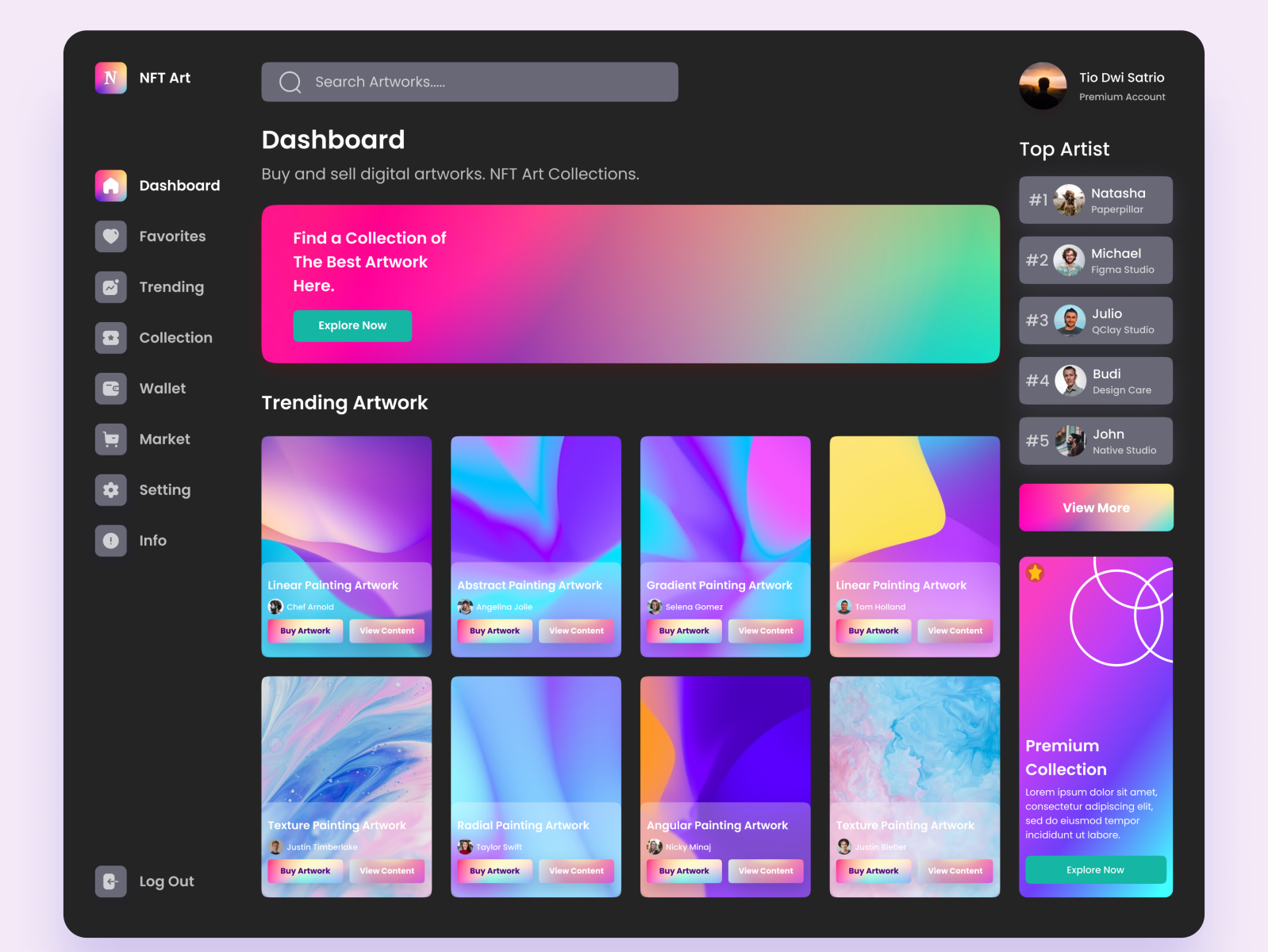 UI Design - NFT Dashboard by Tio Dwi Satrio on Dribbble