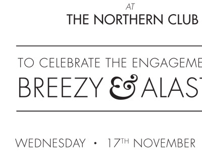 Engagement invite (oldies version) futura invite typography wedding