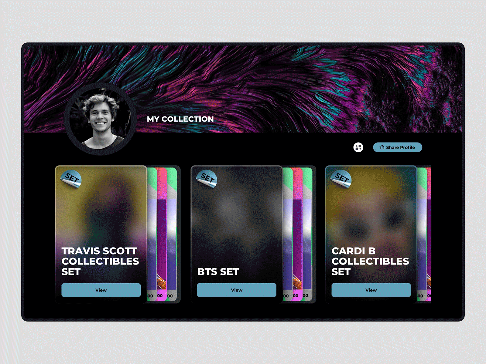Collectible Card Animation animation cards collectibles collection design interface set site ui uiux