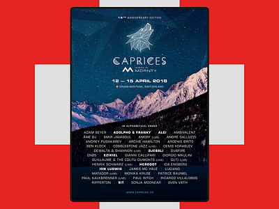 Caprices 2018 Poster caprices design mountains music music festival swiss swiss style switzerland techno