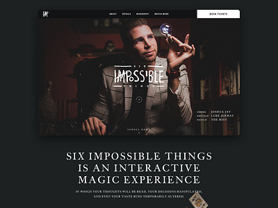 Six Impossible Things 1.2 design landing page magic playing cards tricks web design