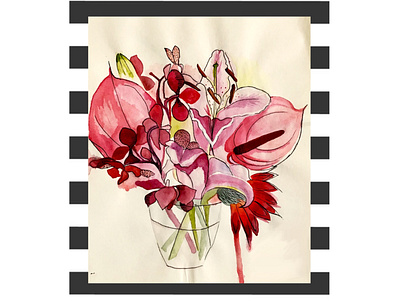 Flowers in the glass artwork beauty botanical composition floral flowers glass illustration life lyly nature orchids red watercolor