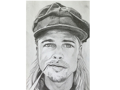 Brad Pitt. actor artwork brad pitt drawings face fan art human illustration people portrait simple pencil sketch