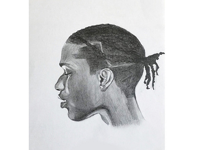 Black man. Portrait. african artwork asap rocky black man drawing face hairstile illustration people portrait rapper simple pencil sketch