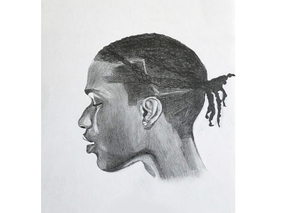 Black man. Portrait. african artwork asap rocky black man drawing face hairstile illustration people portrait rapper simple pencil sketch