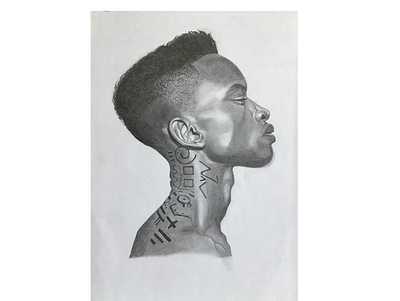 African man. african art artwork black man black skin drawing face fashion man model people portrait simple pencil sketch style tatoo