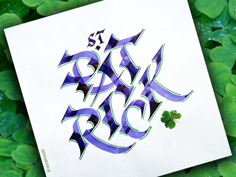St. Patrick jack whiskers custom type handlettering type st patrick clover ireland irish stpatricsday typography lettering calligraphy