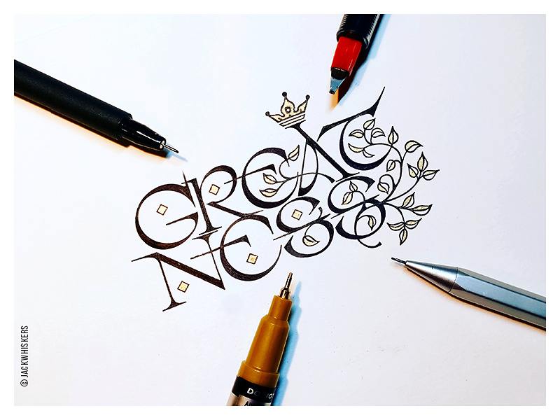 » greatness « jack whiskers custom type word mark logotype type type design graphic design art direction hand lettering typography lettering calligraphy