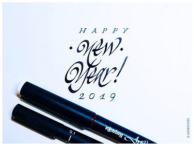 Happy New Year 2019! art director brand identity branding calligraphy custom type graphic design jack whiskers lettering logotype type typographer typography word mark