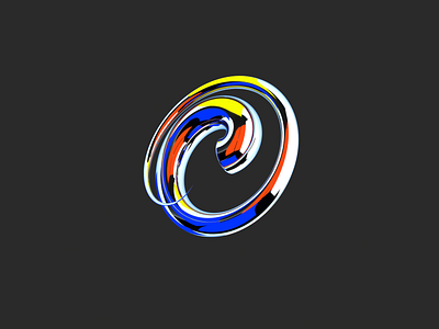 spiral logo 1-5 c4d logo metal octane reflective spiral steel