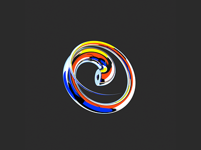 spiral logo 1-1 3d c4d octane reflective spiral steel
