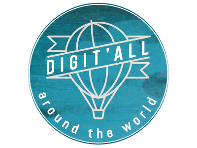 Digit'all around the world digital nomad illustration logo