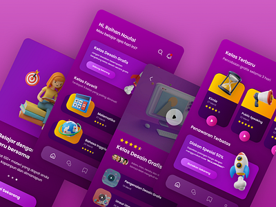 UI Design E-Learning App - GoLearn 3d app application design graphic design mobile ui ui design uiux ux