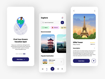 Destination App - UI Design app destination holiday landing page mobile ui ui design uiux ux vacation