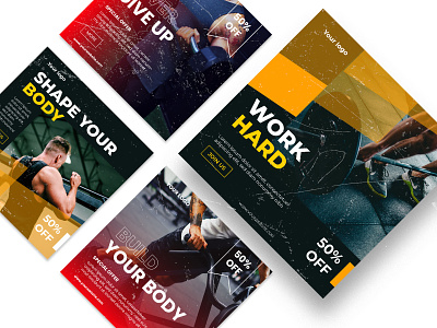 Gym Training Social Media Design advertising athlete banner body design exercise feed fit fitness flyer gym lifestyle man media post social sport strong template training