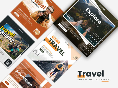 Travel Holiday Social Media Design adventure advertising banner design feed flyer holiday journey media mountain nature post social summer template tourist travel traveler trip vacation