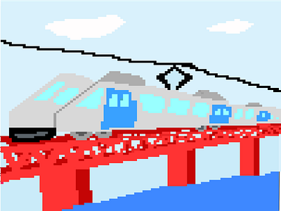 My Very First Pixel Art art bridge design graphic design illustration pixel pixelart train