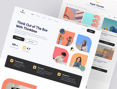 Thinkbox - Online Course Landing Page card clean course design education landing page learning platform mentor online class online course online education online learning tutor ui ux web design website