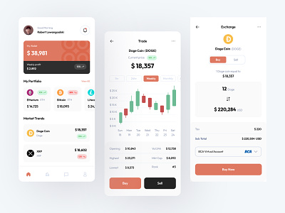Crypto Mobile App bitcoin blockchain crypto crypto app cryptocurrency ethereum exchange fintech mobile app mobile design app statistic trade trading app ui ux wallet
