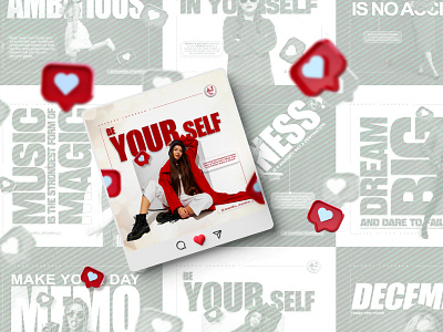 Be YourSelf be yourself behance branding creative december design digital art girl graphic design illustration logo photoshop poster red typography vector