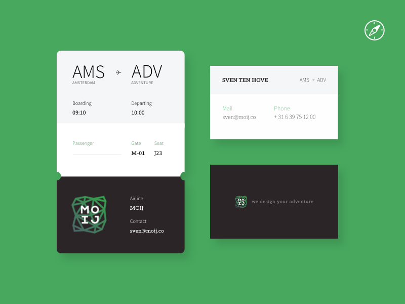 Moij visitekaartjes boardingpass