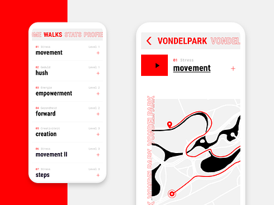 Walking routes - App concept app application concept design hike route travel trip ui ux walk walking