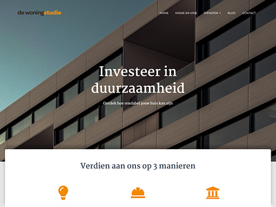 De Woningstudie: Website Design + Development belgium business company construction design orange ui ux webdesign website