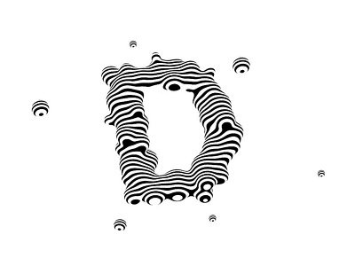 Letter D 3d 3d type bacteria black and white digital art letter lettering letters op art stripes type design typography