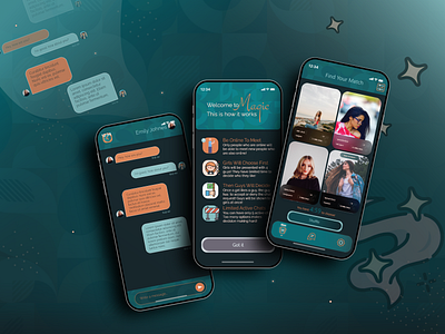 Magico - The Dating App aesthetic app app design bauhaus dark mode dating design friends icon illustration logo magico style typography ui uiux ux