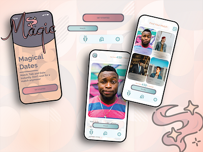 Magico - The Dating App aesthetic app app design bauhaus dark mode dating design friends icon illustration logo magico style typography ui uiux user interface ux vector visual design