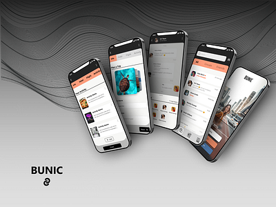 BUNIC - group trip with your friends app app design black branding design flight flightbooking friends hotel logo minimal orange style trip ui uiux user interface ux visual design