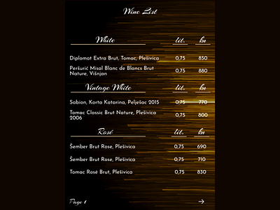 Pricing - Wine List for DailyUI 30 branding challenge dailyui dailyuichallenge design drinks menu price pricing restaurant ui ux wine