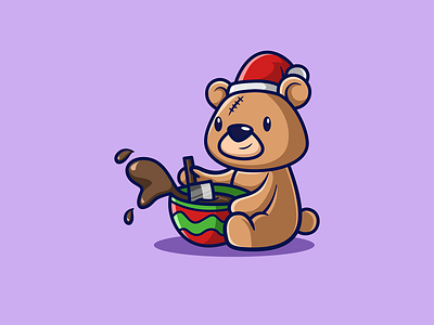 Horror Bear cooking for Christmas bear cartoon bear vector design graphic design illustration logo mascot character mascot logo vector