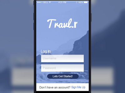 Travl.r Login screen made with invision