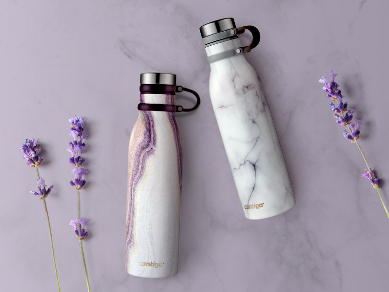 Contigo water bottle couture lavender style purple flower flowers marble water bottle water bottles