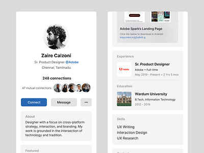 Small UI changes done on Linked In's profile page app appdesign dailyui design linkedin ui