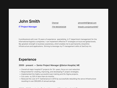 Designed a minimal professional resume cv design minimal professional resume