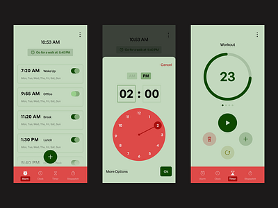 Clock App - Inspired from Google's Clock app. accent app appdesign clock color design minimal palettes ui ux