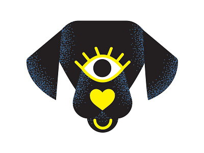 EYE ❤ U black lab heart illustration love puppy