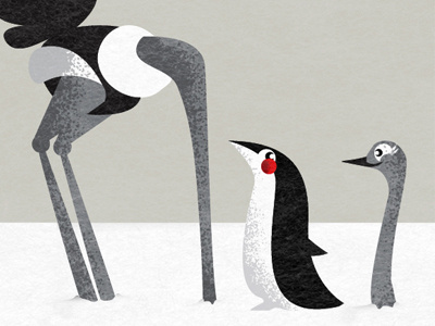 Hello there! illustration ostrich penguin