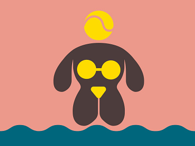 Beach fun! bikini dog dogdaysofsummerart minimal silhouette summer tennis ball water wip