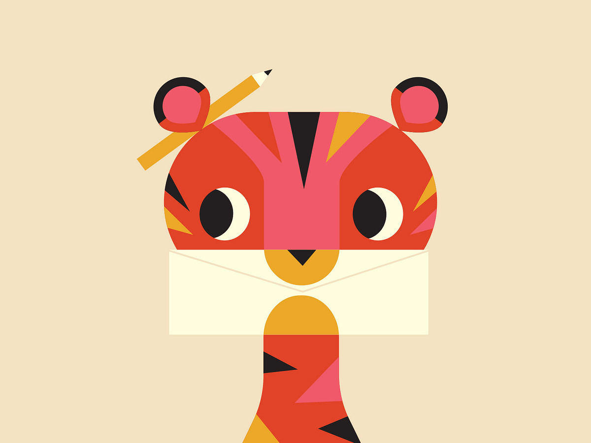 Tiger has a pen pal by Maria Watson on Dribbble