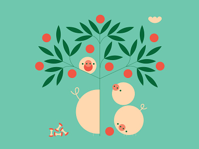 Family Fun apple illustration nature pig vector