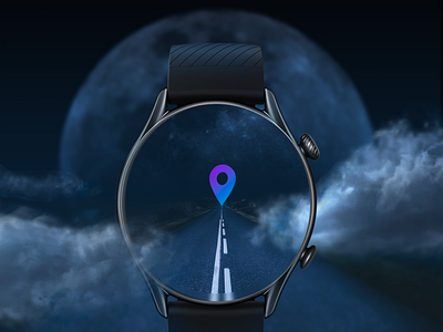 GPS glonass smart watch blue dark location media moon night pin smart social visual watch